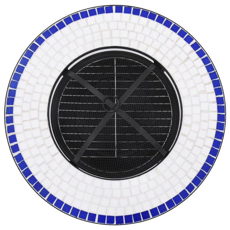 Produktbild för Eldfat med mosaikbord blå och vit 68 cm keramik