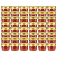 Miniatyr av produktbild för Syltburkar i glas med guldfärgade lock 48 st 110 ml