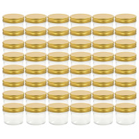 Miniatyr av produktbild för Syltburkar i glas med guldfärgade lock 48 st 110 ml