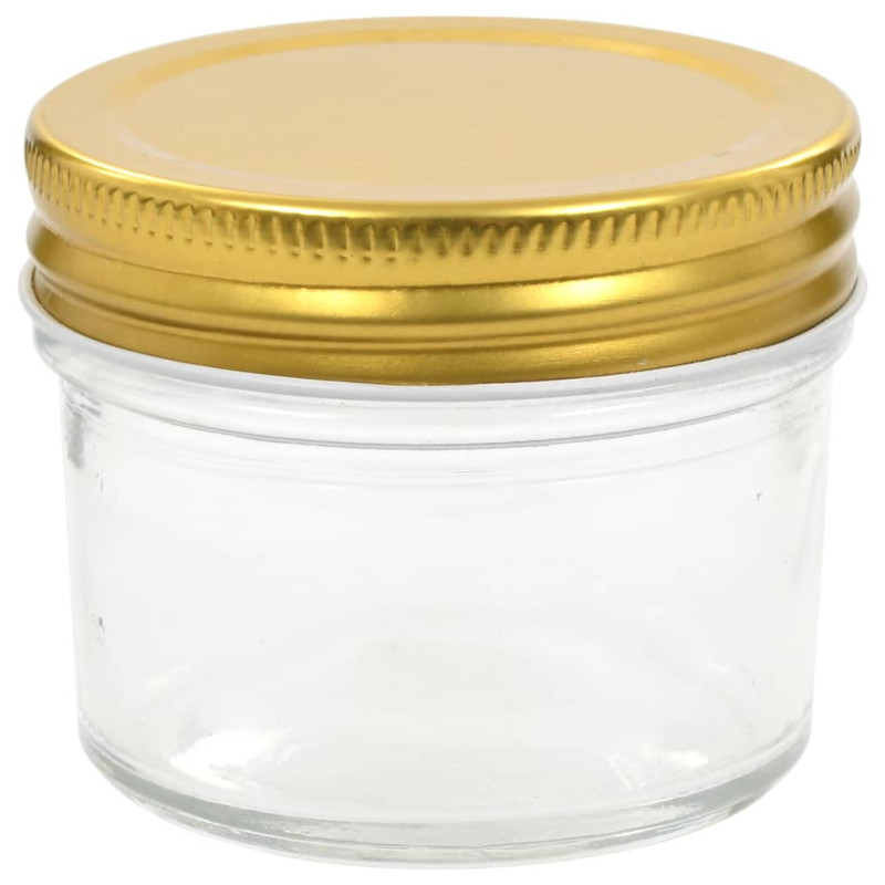 Produktbild för Syltburkar i glas med guldfärgade lock 48 st 110 ml