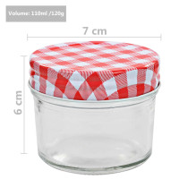 Miniatyr av produktbild för Syltburkar i glas med vita och röda lock 48 st 110 ml