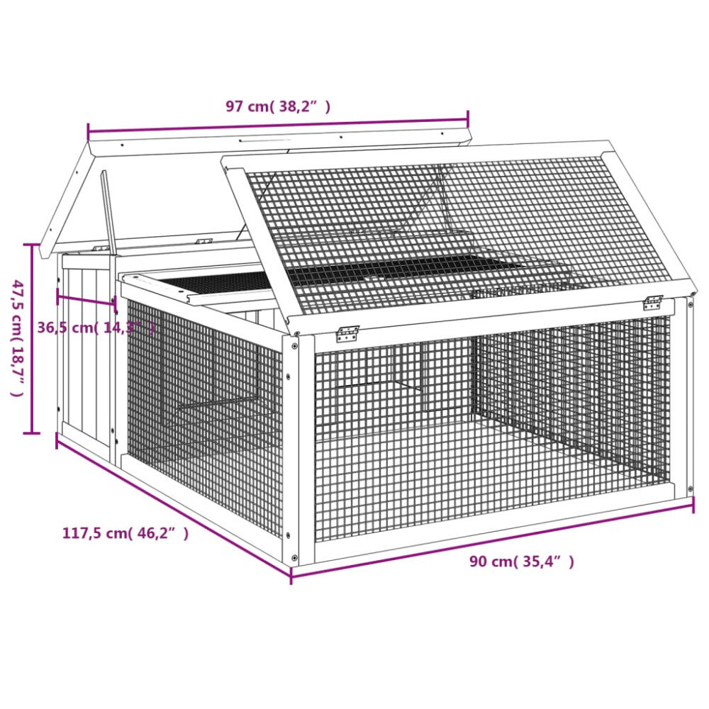 Produktbild för Kaninbur mocka 117,5x97x47,5 cm massiv furu