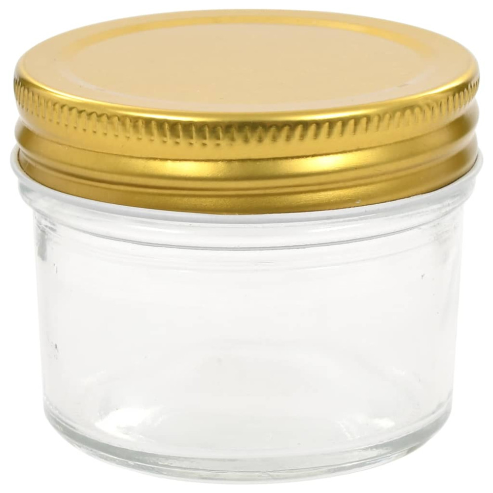 Produktbild för Syltburkar i glas med guldfärgade lock 24 st 110 ml