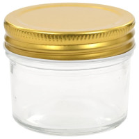 Produktbild för Syltburkar i glas med guldfärgade lock 24 st 110 ml