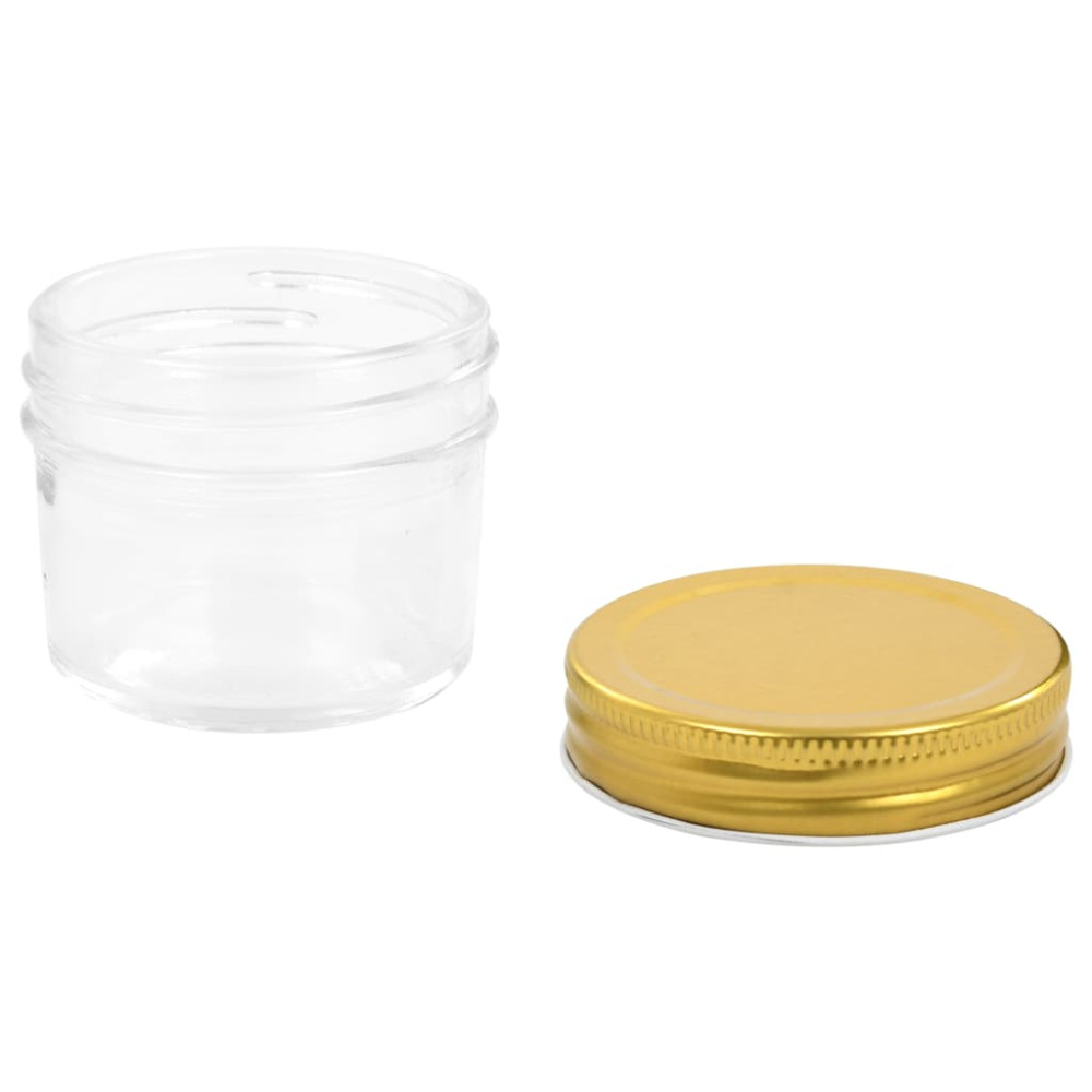 Produktbild för Syltburkar i glas med guldfärgade lock 24 st 110 ml
