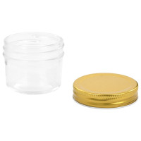 Produktbild för Syltburkar i glas med guldfärgade lock 24 st 110 ml