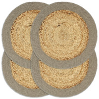 Produktbild för Bordstabletter 4 st naturlig och grå 38 cm jute och bomull