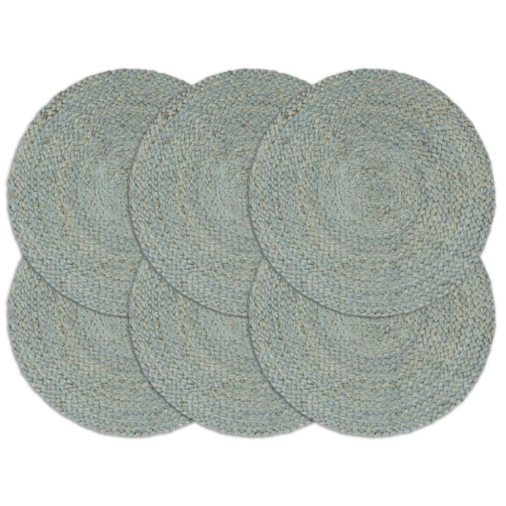 Produktbild för Bordstabletter 6 st olivgrön 38 cm rund jute