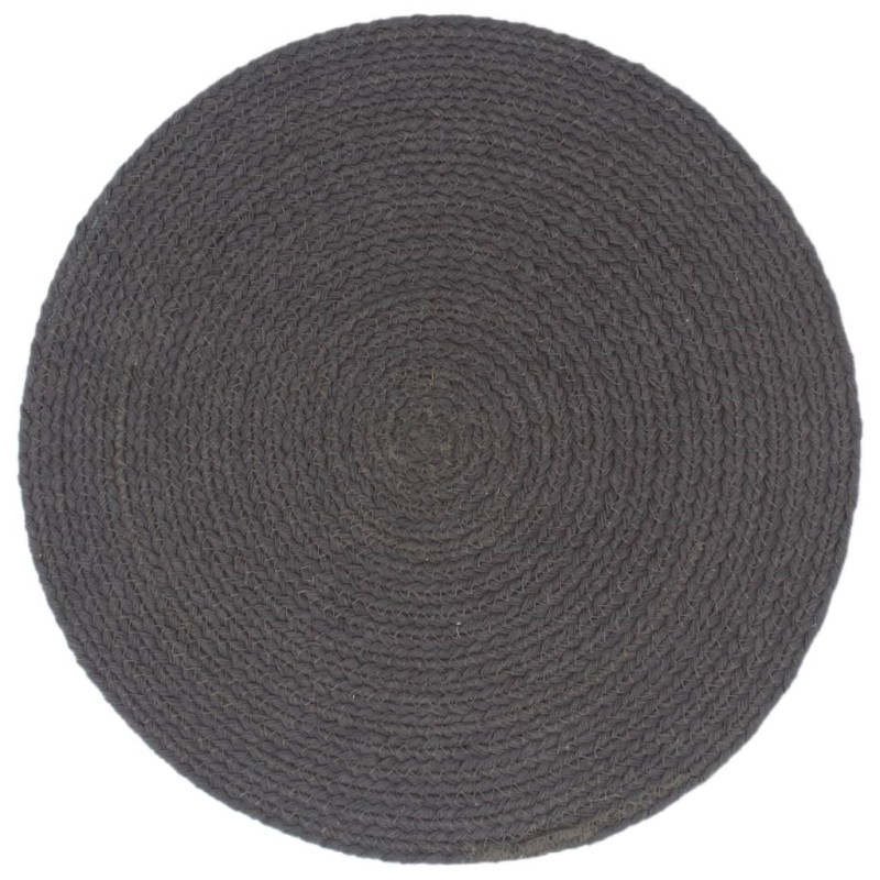 Produktbild för Bordstabletter 6 st mörkgrå 38 cm rund bomull