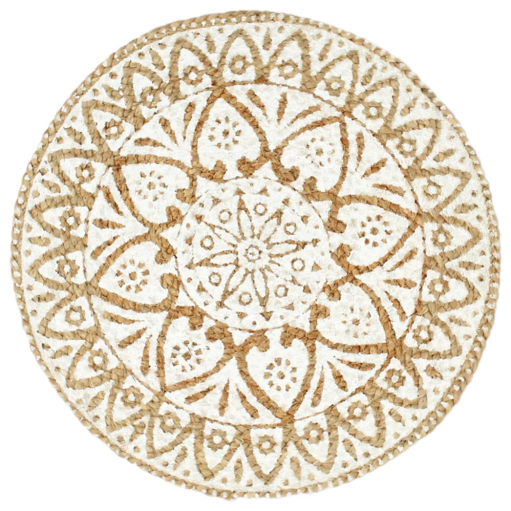 Produktbild för Bordstabletter 4 st vit 38 cm rund jute