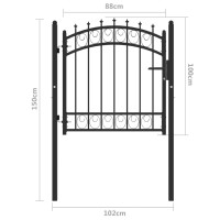 Produktbild för Trädgårdsgrind med spjut stål 100x100 cm svart