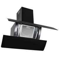 Miniatyr av produktbild för Väggmonterad köksfläkt rostfritt stål 756 m³/h 90 cm svart
