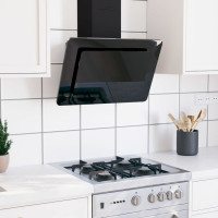 Miniatyr av produktbild för Köksfläkt 60 cm rostfritt stål och härdat glas svart