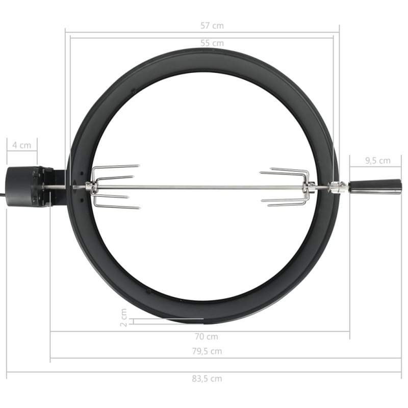 Produktbild för Rotisserieset med ring grill 57 cm svart