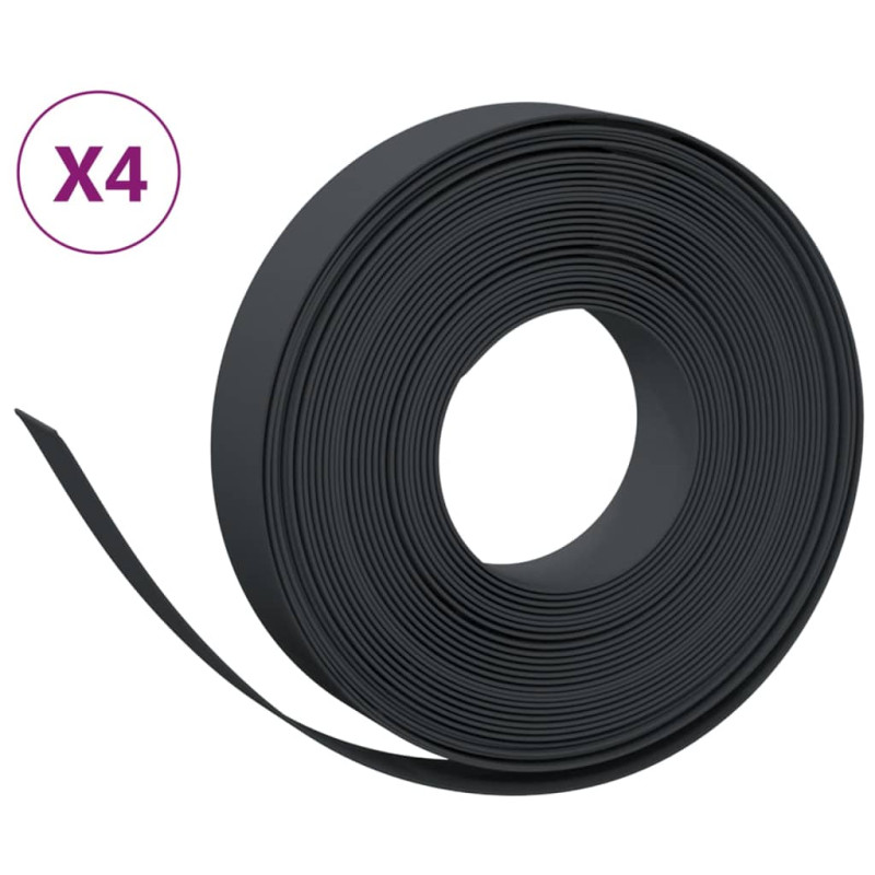 Produktbild för Rabattkant svart 4 st 10 m 10 cm polyeten