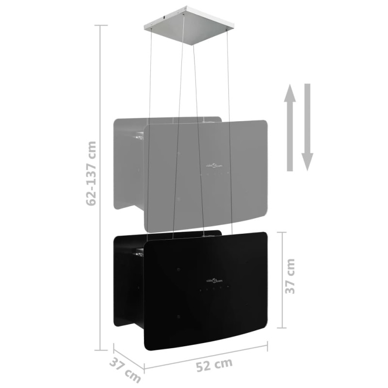 Produktbild för Hängande köksfläkt touchsensor LCD härdat glas