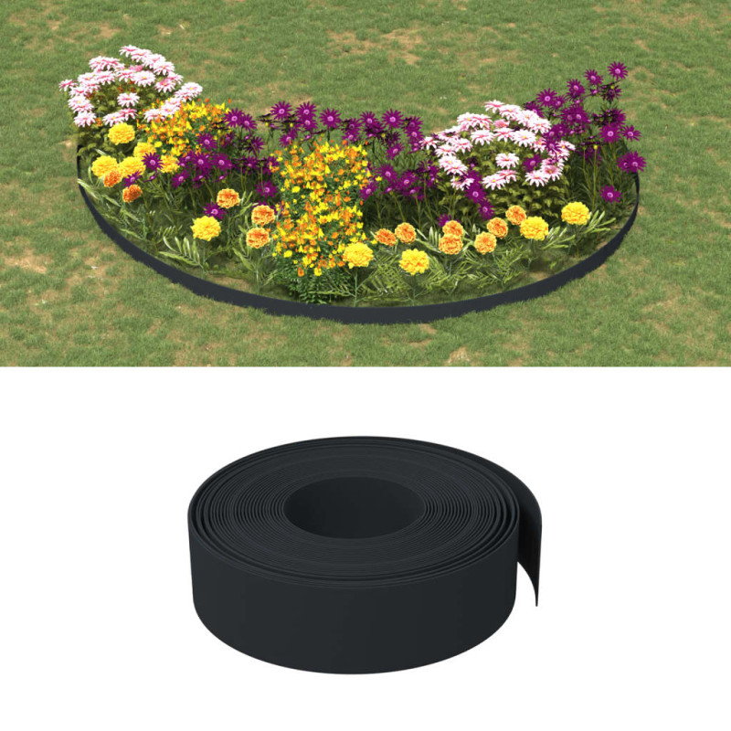 Produktbild för Rabattkant svart 5 st 10 m 15 cm polyeten
