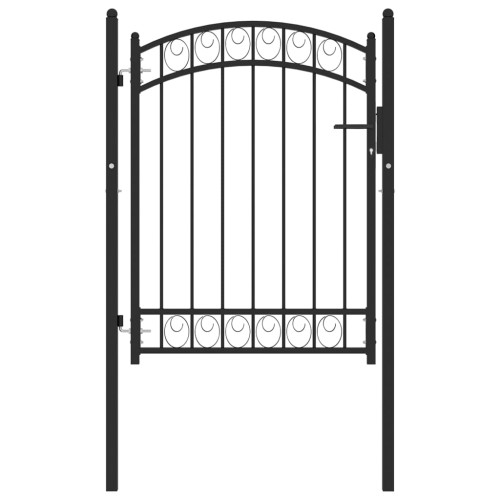 vidaXL Staketgrind EMMEN med välvd topp stål 100x98,5 cm svart - Grindar & Staket