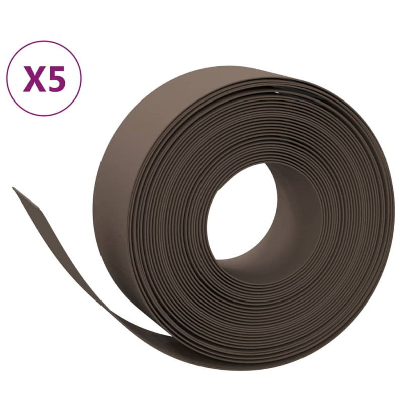 Produktbild för Rabattkant brun 5 st 10 m 20 cm polyeten
