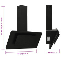 Miniatyr av produktbild för Köksfläkt 90 cm rostfritt stål och härdat glas svart