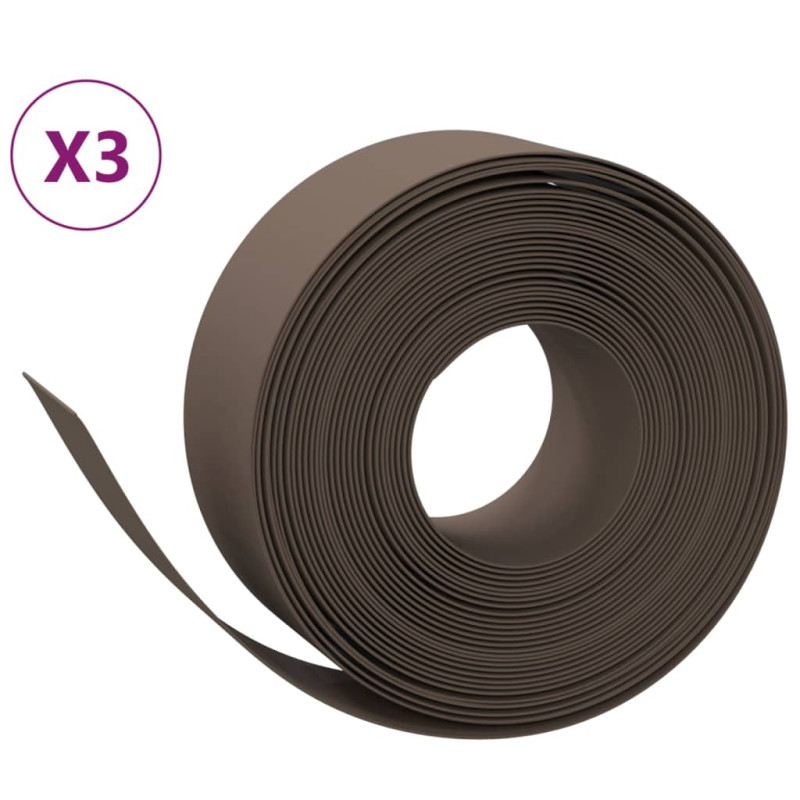 Produktbild för Rabattkant brun 3 st 10 m 20 cm polyeten