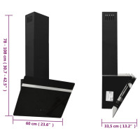 Produktbild för Köksfläkt 60 cm stål och härdat glas svart