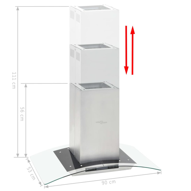 Produktbild för Köksfläkt med LCD för köksö 90 cm 756 m³/tim LED