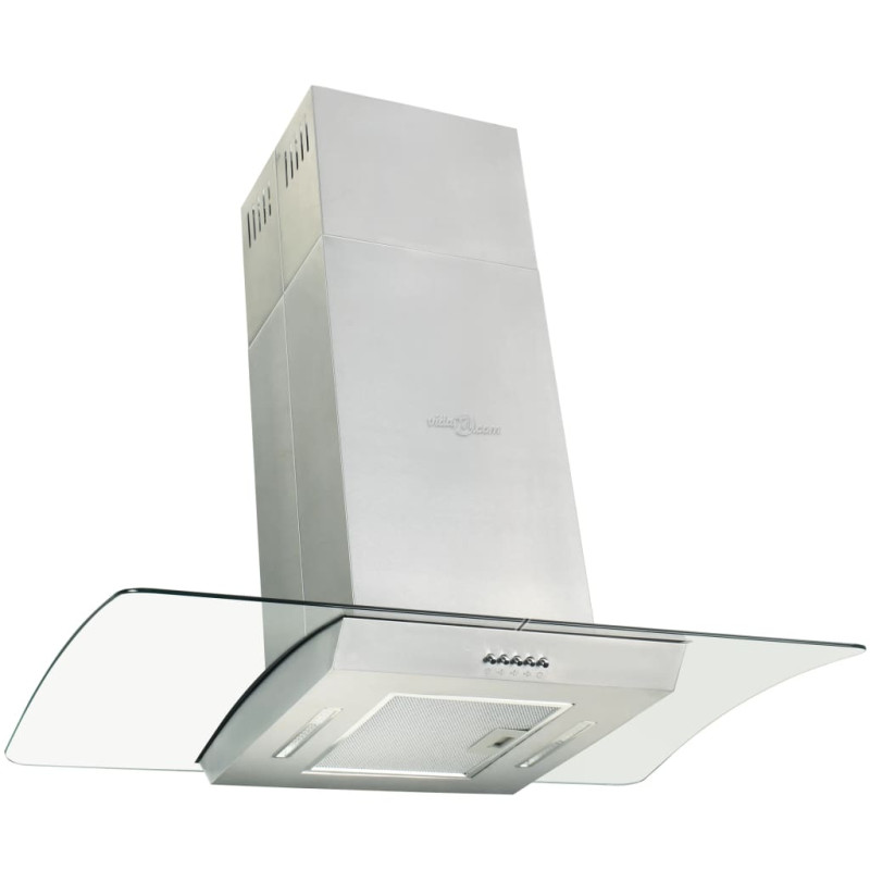 Produktbild för Köksfläkt för köksö 90 cm rostfritt stål 756 m³/tim LED