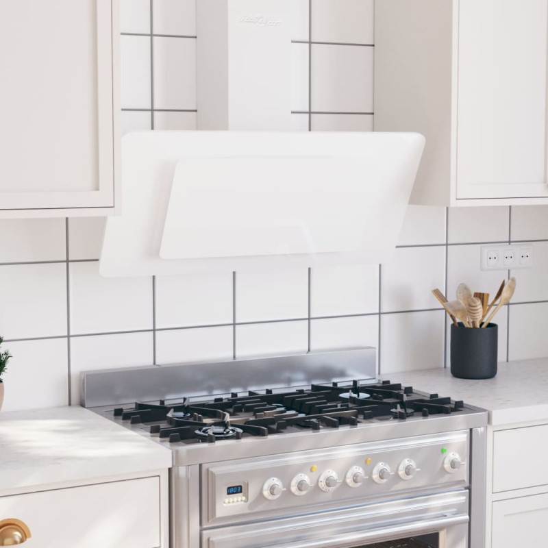 Produktbild för Köksfläkt 90 cm rostfritt stål och härdat glas vit