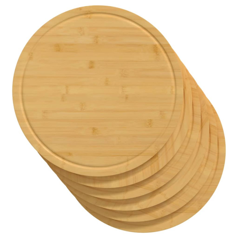 Produktbild för Skärbrädor 6 st Ø40x1,5 cm bambu