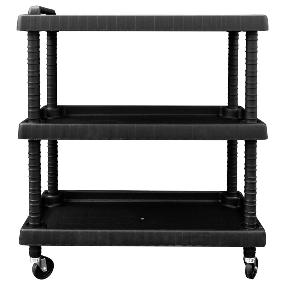Produktbild för Verktygsvagn 3 hyllor svart 75x37,5x92 cm PP