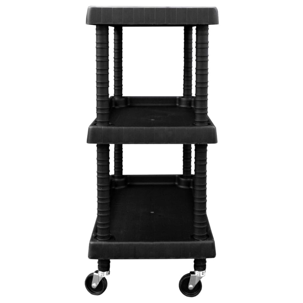 Produktbild för Verktygsvagn 3 hyllor svart 75x37,5x92 cm PP