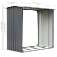 Miniatyr av produktbild för Vedskjul galvaniserat stål 172x91x154 cm grå