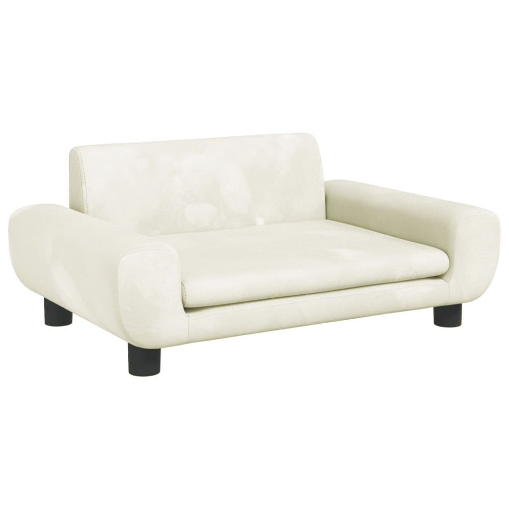 Produktbild för Hundbädd gräddvit 70x45x33 cm sammet