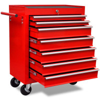 Produktbild för Verktygsvagn 7 lådor röd