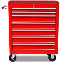 Produktbild för Verktygsvagn 7 lådor röd