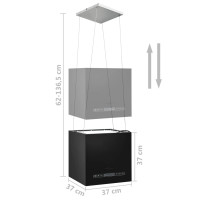 Miniatyr av produktbild för Hängande köksfläkt touchsensor LCD 37 cm pulverlackerat stål