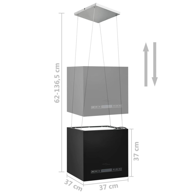 Produktbild för Hängande köksfläkt touchsensor LCD 37 cm pulverlackerat stål
