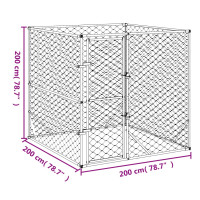 Produktbild för Hundgård för utomhusbruk silver 2x2x2 m galvaniserat stål