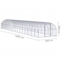 Produktbild för Hönsbur för utomhusbruk 3x16x2 m galvaniserat stål