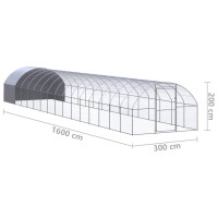 Produktbild för Hönsbur för utomhusbruk 3x16x2 m galvaniserat stål