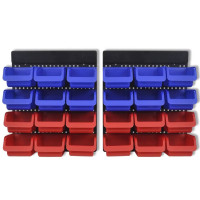 Produktbild för Väggmonterade förvaringshyllor för garageverktyg 2 st blå & röda