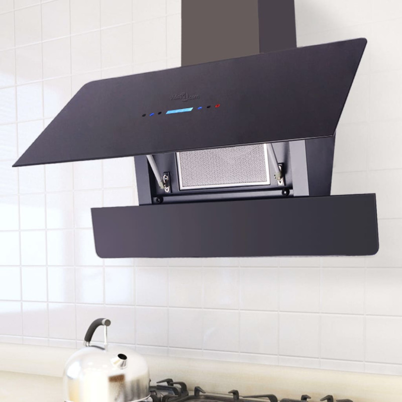 Produktbild för Köksfläkt med pekskärm svart 900 mm