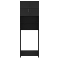 Produktbild för Tvättmaskinsskåp svart 64x25,5x190 cm konstruerat trä