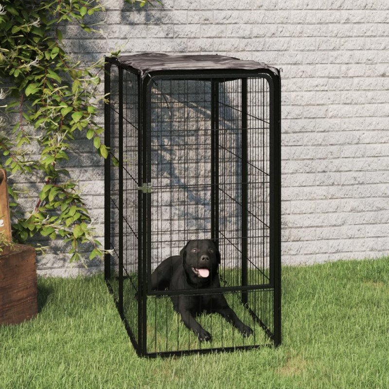 Produktbild för Hundbur 6 paneler svart 50x100 cm pulverlackerat stål