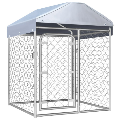 vidaXL Hundgård med tak för utomhusbruk 100x100x125 cm - Sovplats för hund