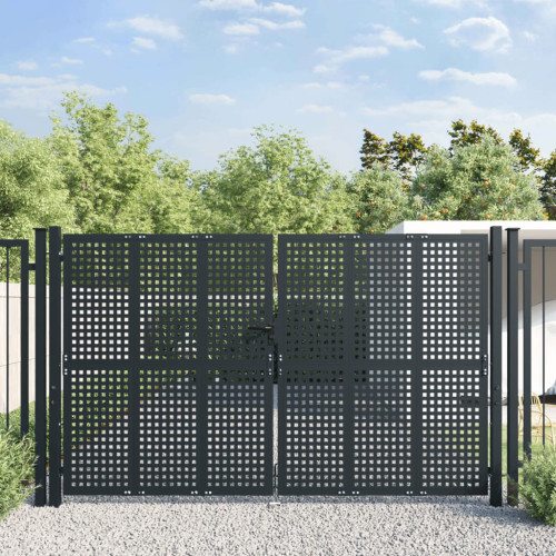 vidaXL Trädgårdsgrind antracit 300x225 cm stål