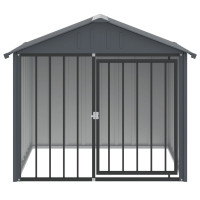 Produktbild för Hundkoja med tak svart 117x103x102 cm galvaniserat stål