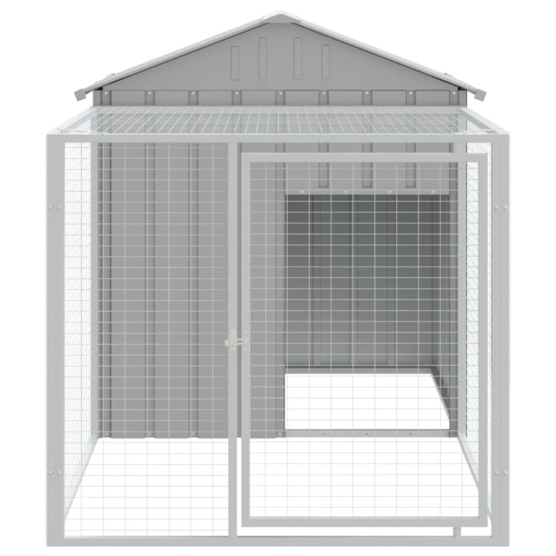 Produktbild för Hönshus med gård ljusgrå 117x201x123 cm galvaniserat stål