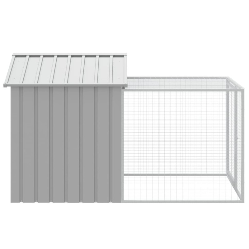 Produktbild för Hönshus med gård ljusgrå 117x201x123 cm galvaniserat stål